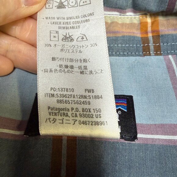 Patagonia Mens Fezzman Shirt Large Blue Brown Gray Plaid Button Up EUC - Picture 6 of 9